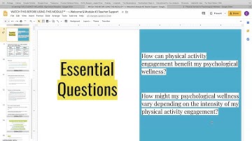 Understanding Physical Activity for Wellness: Module 3 Teacher Support Video