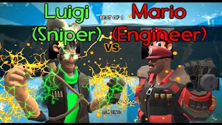 TF2 Mario Strikers Charged: Luigi (Sniper) vs Mario (Engineer)