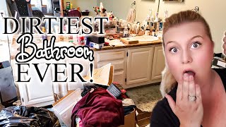 HOARDER! EXTREMELY DIRTY BATHROOM DEEP CLEANING! CLEAN DECLUTTER AND ORGANIZE! LIVING WITH CAMBRIEA