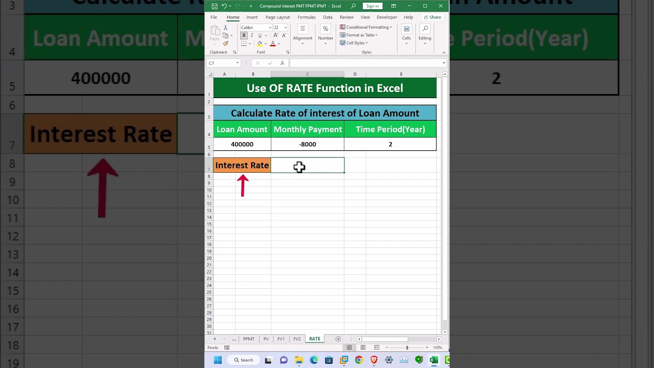 RATE Function in Excel.