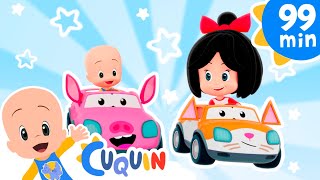 The Wheels on the Cow Car 🐮 and more Nursery Rhymes by Cleo and Cuquin | Children Songs