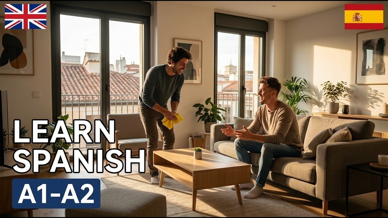 LEARN SPANISH with Easy Story for beginners – Living with a Roommate (A1-A2)