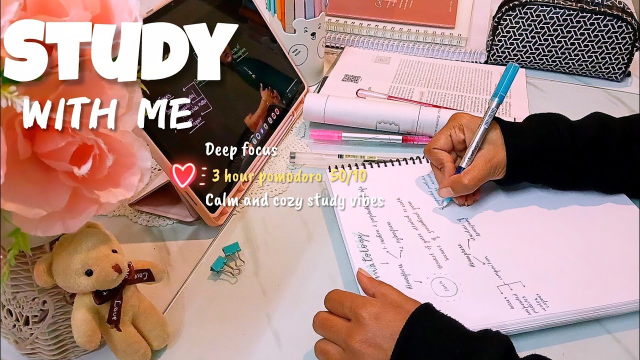 3 HOUR | STUDY WITH ME | 🌈50-10 pomodoro | New year night 🌙 | with Rain sound 🌧