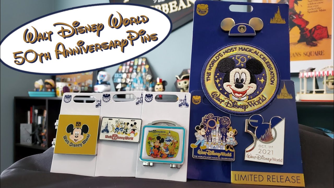 Walt Disney World 50th Anniversary Mickey Patch and Mickey Ear Pin Set