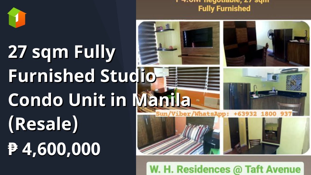 27 sqm Fully Furnished Studio Condo Unit in Manila (Resale)