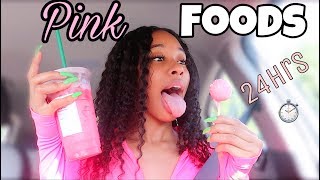 I ONLY ATE PINK FOODS FOR 24 HOURS CHALLENGE | TayPancakes