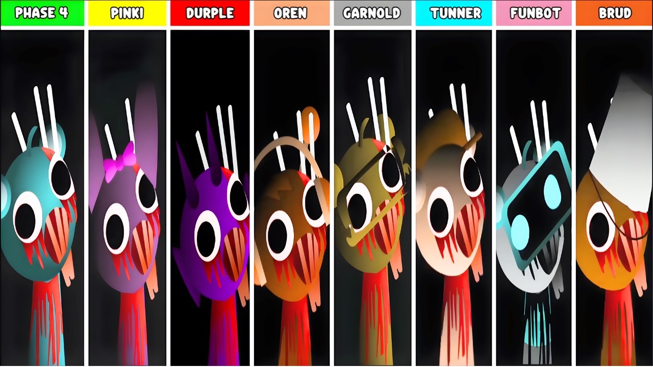 Phase 4 But Everyone Is PINKI VS DURPLE, OREN,GARNOLD, TUNNER, FUNBOT BURD Incredibox Sprunki