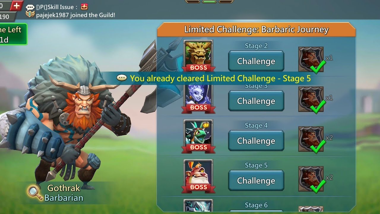 Lords Mobile | Limited Challenge: Barbaric Journey | Stage 5 Cleared | 25 November 2023