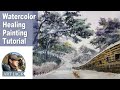 Watercolor Healing Painting Tutorial / Winter landscape of the old city walls / pine grove[ART JACK]