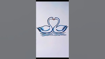 How to draw two  🦢 swans from heart shape 💙 #shorts