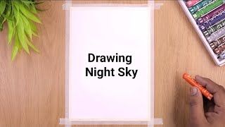 Beautiful Night Sky landscape Scenery / Drawing with Oil Pastels / Step by Step