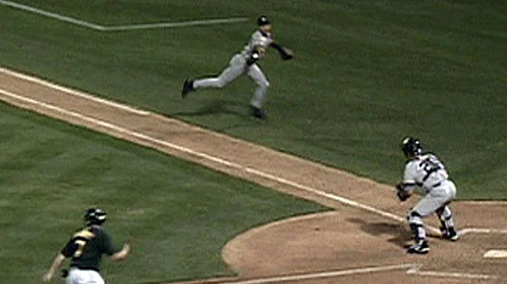 Derek Jeter makes "The Flip" to nab Giambi at the ...