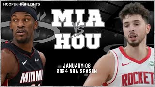Miami Heat vs Houston Rockets Full Game Highlights | Jan 8 | 2024 NBA Season