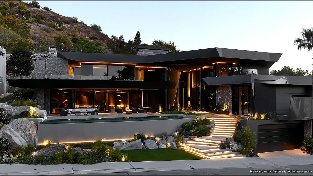 Step Into the Future of Luxury Living : The Dark Modern Mansion in Bel Air