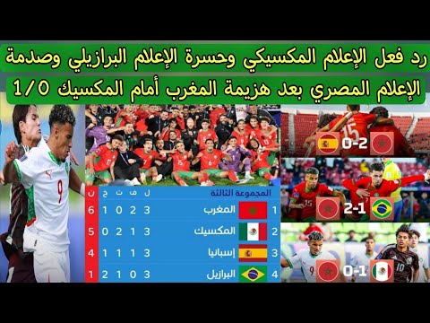 رد فعل الإعلام المكسيكي وحسرة الإعلام البرازيلي وصدمة الإعلام المصري بعد هزيمة المغرب أمام المكسيك