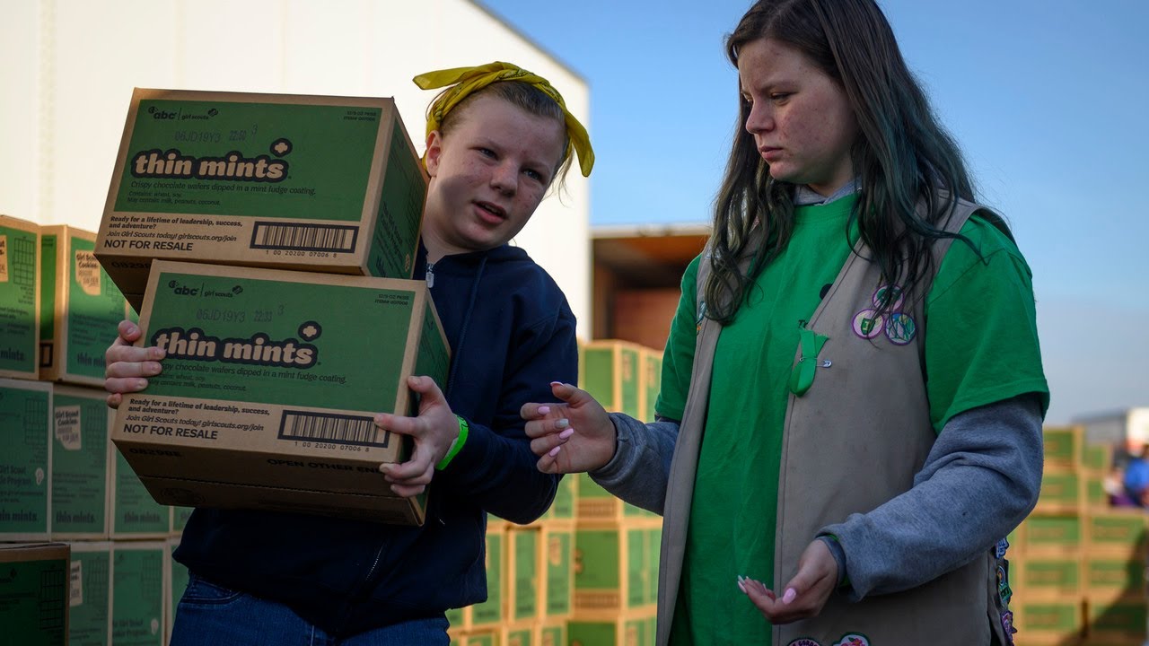 Watch as more than a million boxes of Girl Scout cookies are delivered