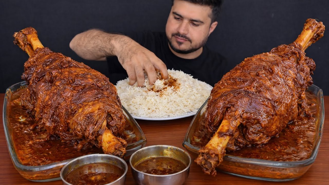 ASMR EATING SPICY 2 MUTTON LEG CURRY+WHITE RICE || REAL MUKBANG(NO TALKING)