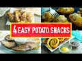 4 Easy Potato Snacks Recipes | Potato Spirals | Baked Potatoes | Potato Pancakes Parmesan Potatoes