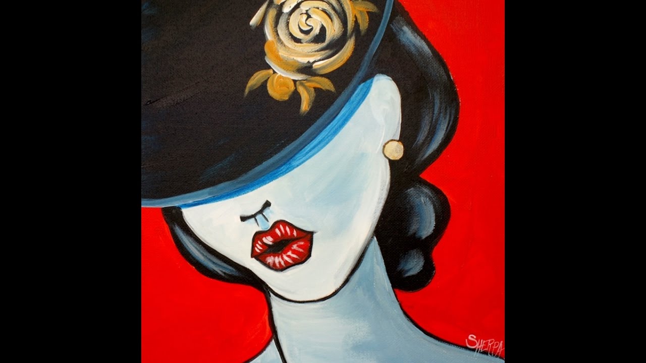 Pop Art Girl With A Hat Fashion Acrylic Painting Tutorial For