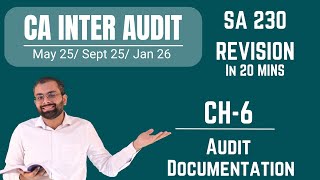 CA Inter Audit Ch. 6 Revision | SA 230 - Audit Documentation | May 25/ Sept 25/ Jan 26