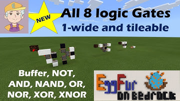 All 8 one wide tileable logic gates (Buffer, NOT, AND, NAND, OR, NOR, XOR XNOR) Bedrock