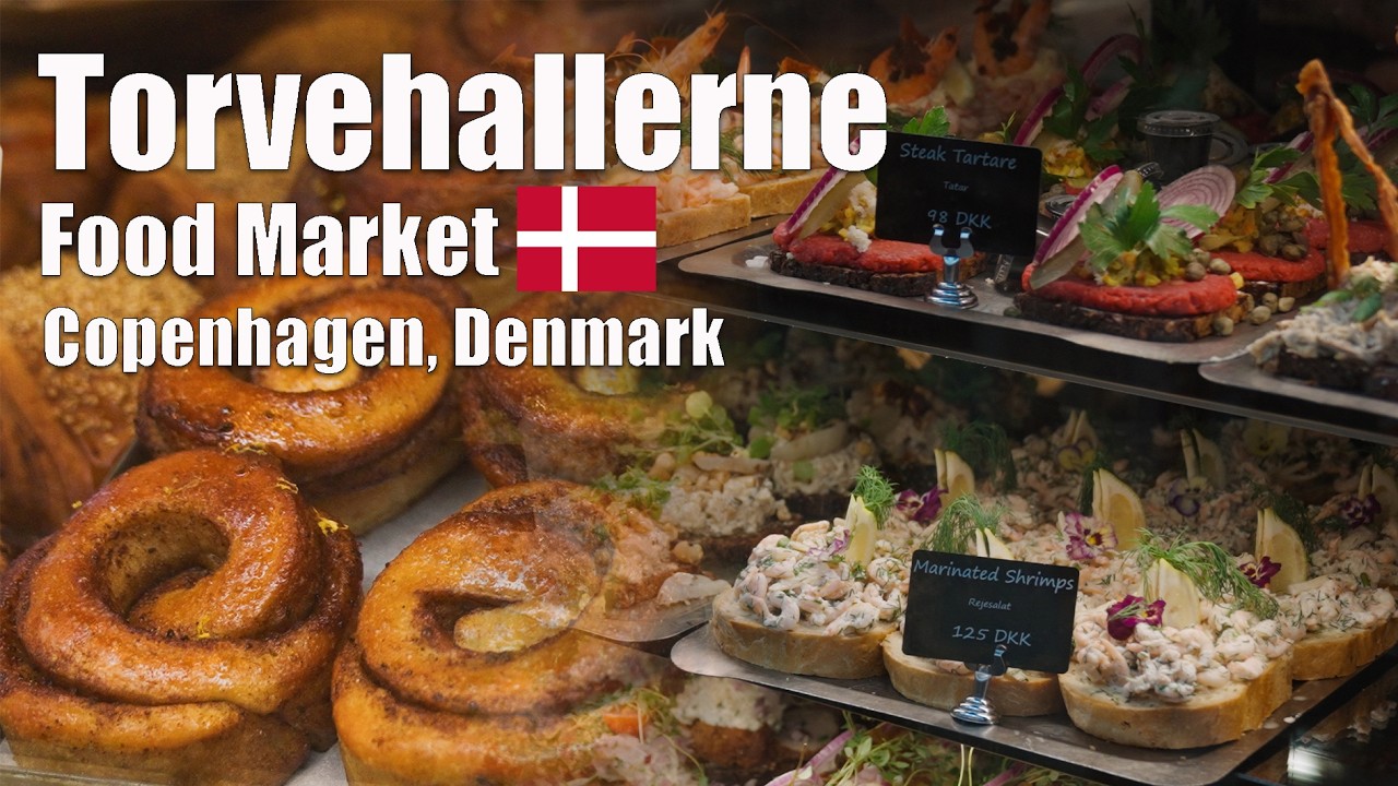 Copenhagen Food Market Tour 🇩🇰 TorvehallerneKBH - Smørrebrød, Danish Pastries & Street Food 