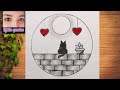 How To Draw A Cute Cat Sitting On A Wall Drawing 😍😍#art#drawing#pencildrawing#cat#viral#trending