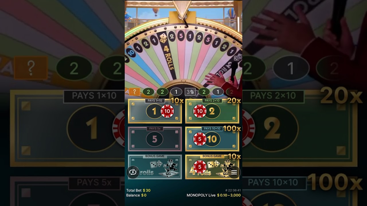 tài xỉu 33 4 10X Chance at Monopoly Live By Evolution Games Gambling Big Win
