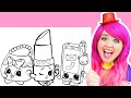 Coloring Shopkins Lippy Lips, Smarty Phone & Handbag Harriet