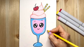 How to draw a Strawberry milkshake