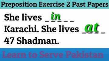 Best Preposition Trick: Exercise 2 for  Competitive Exam English Grammar Usage PPSC FPSC PAST PAPERS