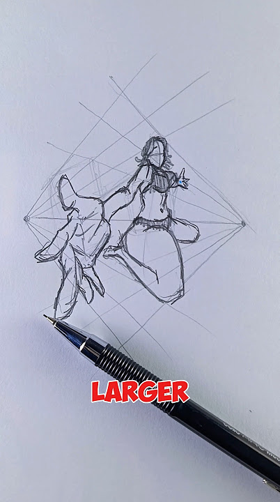 Dynamic Female Pose in Perspective Drawing Guide #art #drawing #shorts #tutorial #foryou #satisfying