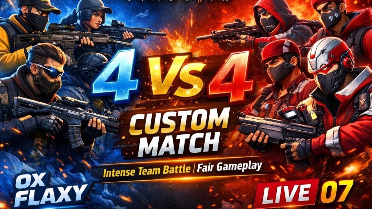 Free Fire 4v4 Custom Match | Intense Team Battle | Fair Gameplay 😎