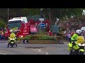 70m 145 tonne lorry meets small Surrey roundabout.