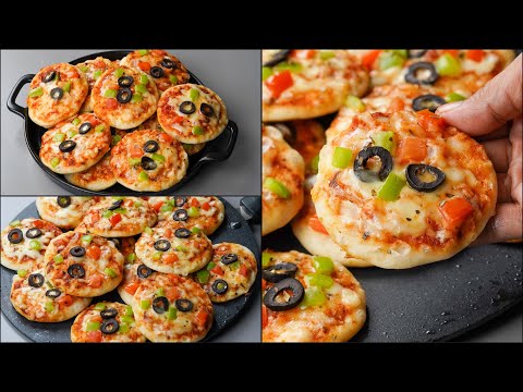 Mini Pizza Recipe | Mini Pizza On Tawa | Without Oven | Eggless | Veggie Pizza Recipe | Easy Pizza