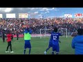 Dynamos players celebrate with their fans after their emphatic 30 win over chicken inn at bf