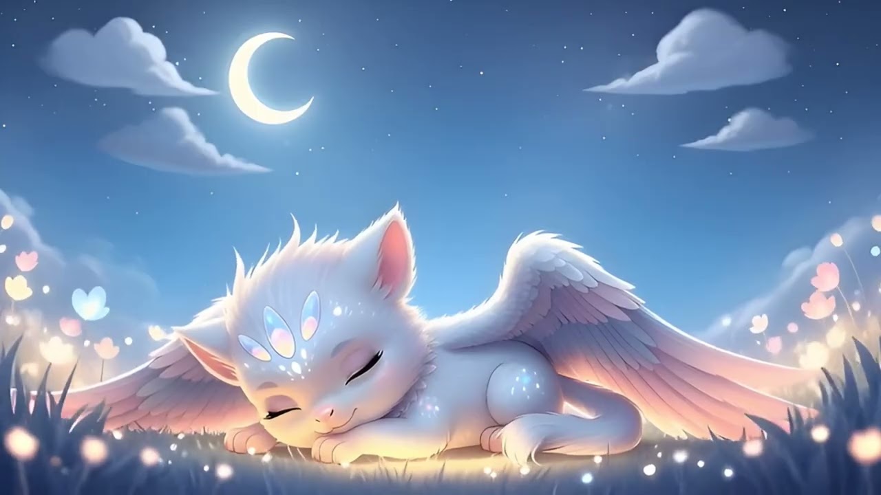 Soothing Piano Lullaby for Babies & Kids ✨ The Dream Guardian Moon Kitten in the Glowing Garden