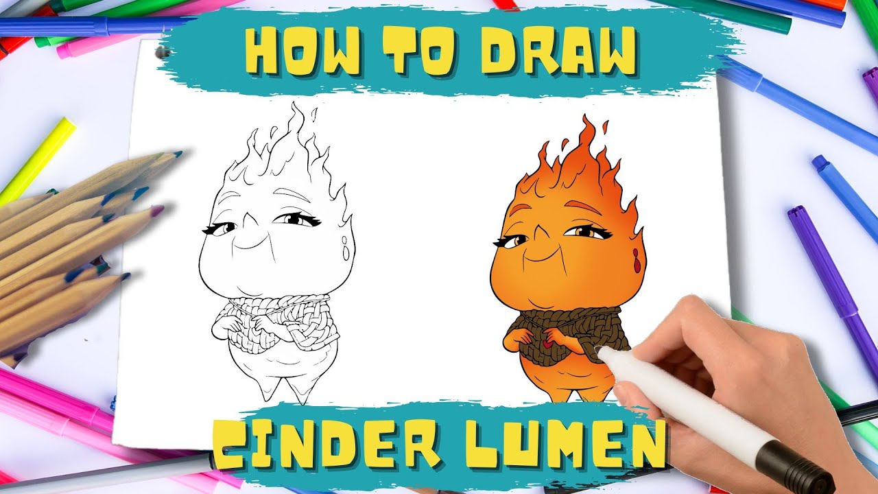 How to draw Cinder Lumen | Elemental | Step by Step