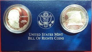 CONSTITUTION BICENTENNIAL -JAMES MADISON - BILL OF RIGHTS One Silver Dollar - Доллар США 1987,1993