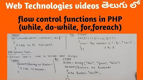 PHP loops | while loop | do-while loop | for loop | foreach loop with syntax and example