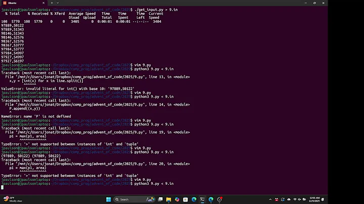 Advent of Code 2025 Day 9 (only part 1)