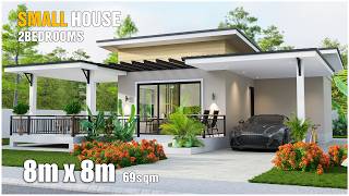 8 x 8Meters Modern Tiny House Design | 2 Bedroom House Tour