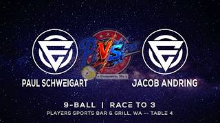 PAUL SCHWEIGART vs JACOB ANDRING - PLAYERS SPORTS BAR & GRILL - TABLE 4 | EvoSports
