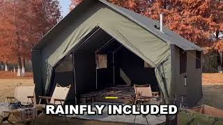 Cotton Canvas Wall Tent 6-8 Person, PVC Floor & Rainfly
