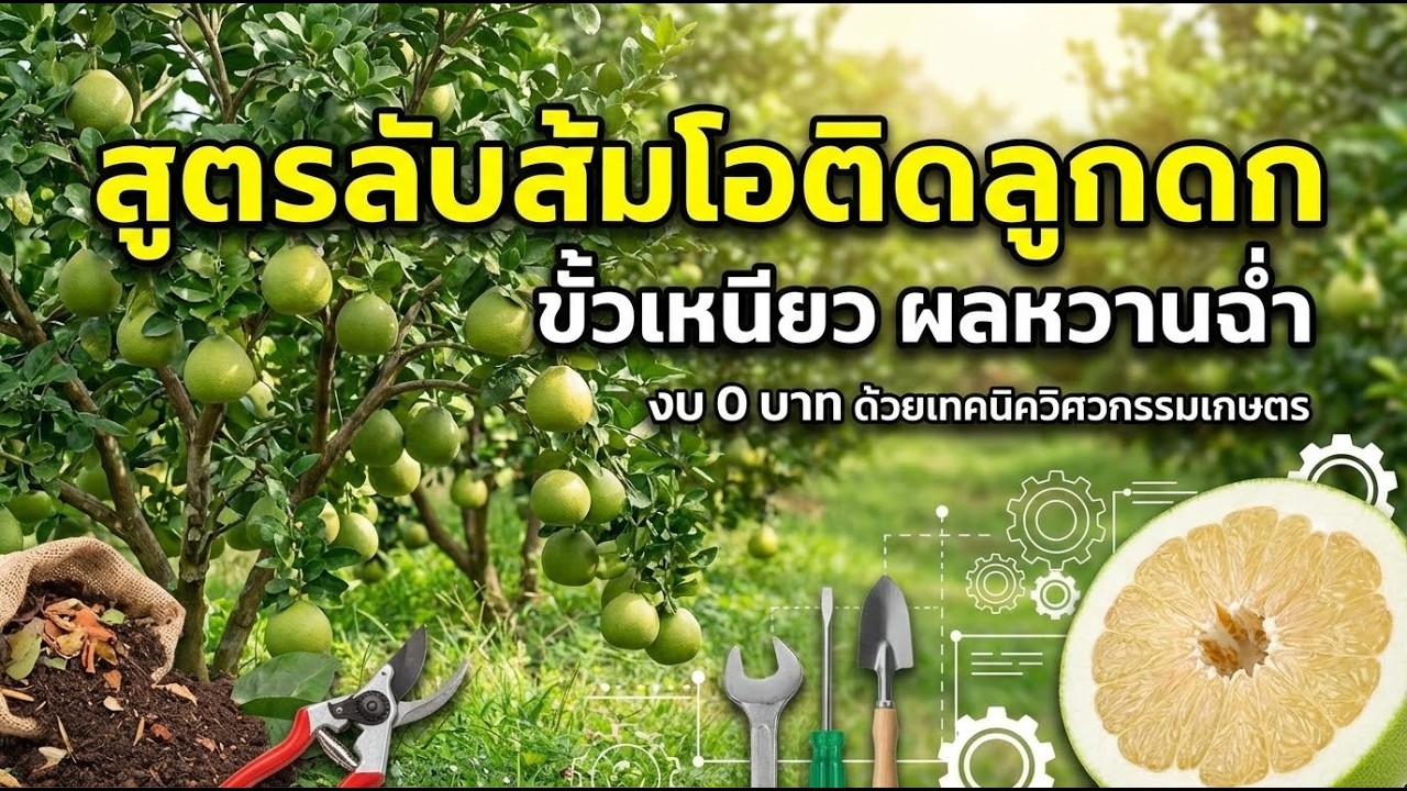 สูตรลับส้มโอติดลูกดก ขั้วเหนียว ผลหวานฉ่ำ งบ 0 บาท ด้วยเทคนิควิศวกรรมเกษตร
