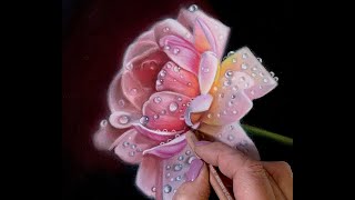 Painting a Rose with Water Drops in Pastels  (Timelapse Demo with Tips) screenshot 5