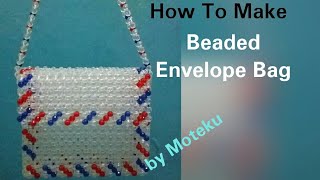 beaded envelope bag, tas manik tutorial, clear beaded bag, pearl bag