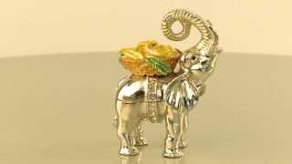 Elephant with Bananas Trinket Box by Keren Kopal Swarovski Crystal