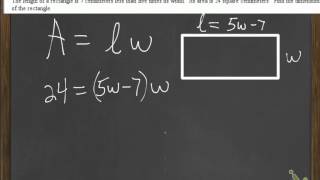 Applications of Quadratics - Area of a Rectangle