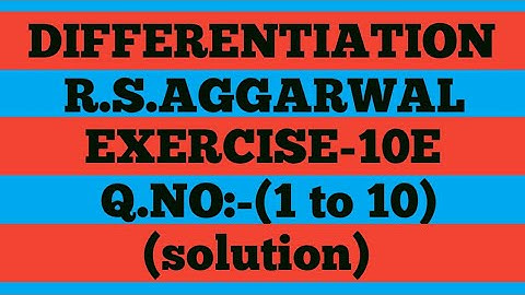 Ex-10E (1-10) Class-12 Maths R.S.Aggarwal solution|Hindi